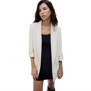Zara Cream Oversized Open Blazer Jacket Size Small